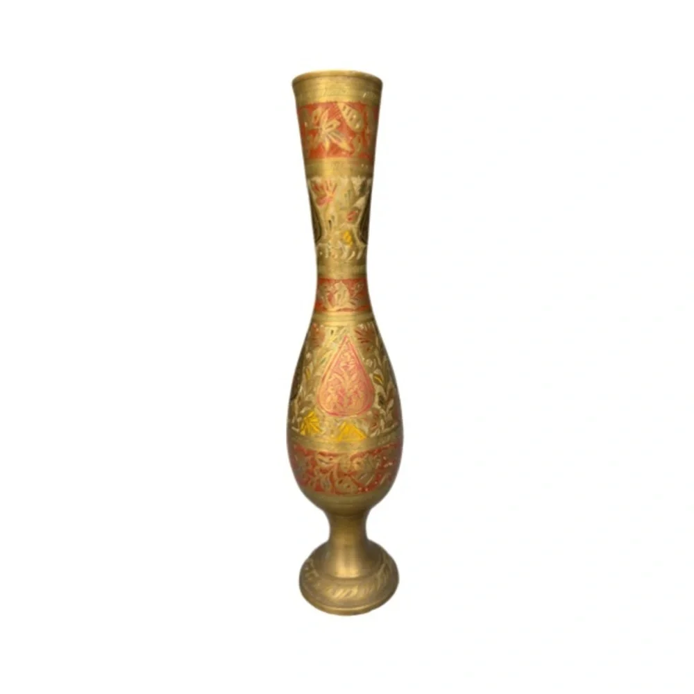 Vintage Etched Brass Decorative Vase